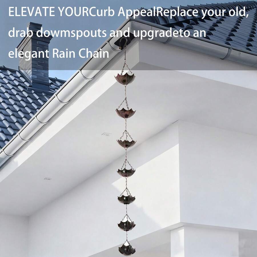 1pc Minimalist Retro Iron Umbrella Rain Chain, Eaves Drainage Chain With Soothing Water Dripping Sound, Suitable For All Seasons - Small Umbrella Rain Chain - View 1