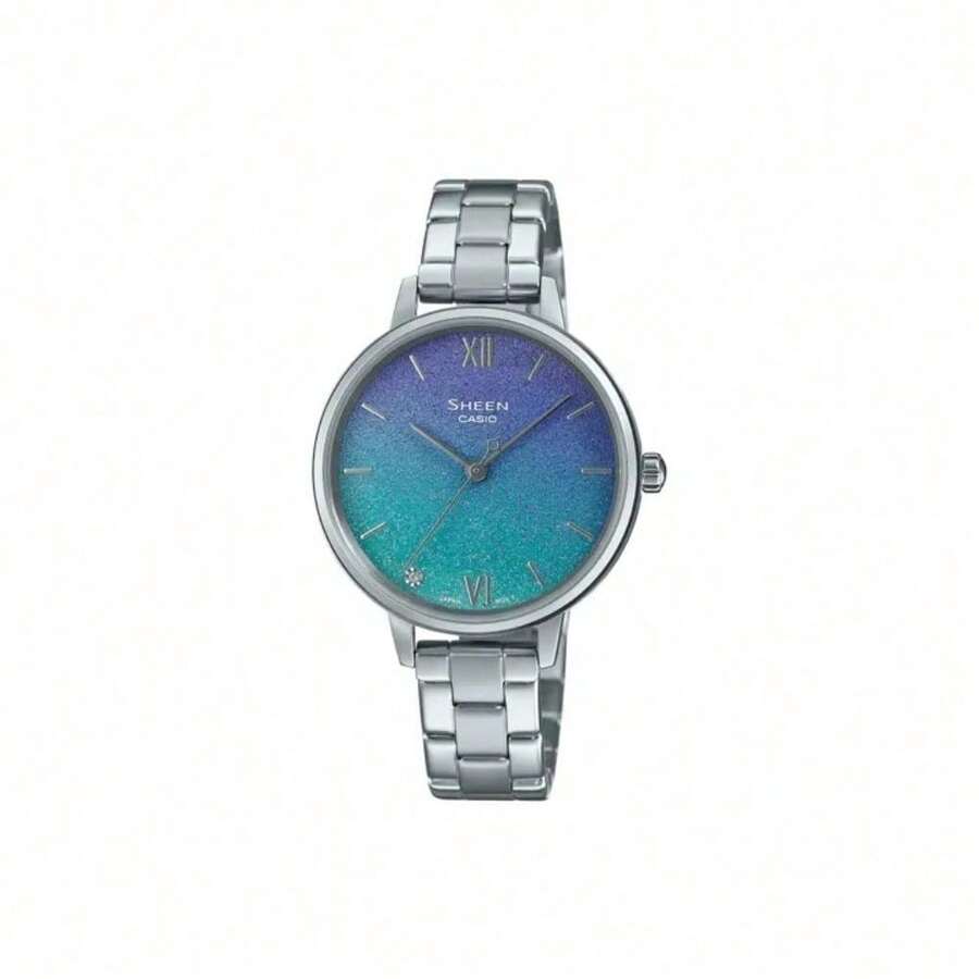 Đồng hồ nữ Casio Sheen Aurora Gradient Dial đính pha lê. - Một cỡ - Xem 1