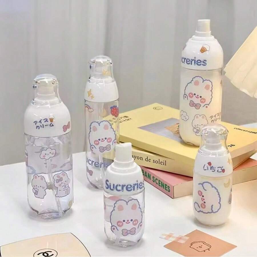 1pc 50/100ml Transparent Refillable Travel Spray Bottle, Portable Mist Sprayer, Lotion Bottle, Perfume Sample Vial (Comes With Random DIY Stickers) - View 1