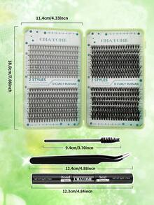 Single Cluster False Eyelashes 560 Clusters Mixed Pack | 8-18Mm Natural Thick Style | 10D-100D Fluffy And Curled | Reusable, Beginner-Friendly | Natural Fluffy Eye Makeup Artifact - Mint Green - View 9