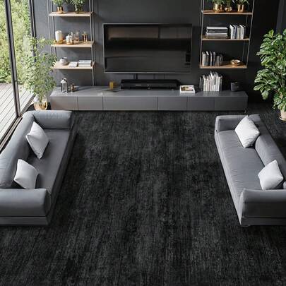 Black Solid Color Modern Minimalist Washable Rugs Area Rugs For Living Room Doormat Bathmat Room Decoration Rugs For Bedroom Large Carpets Ultra Soft Dining Room Rug Low Pile Rug For Home Office Decor Kitchen Rugs For Entryway Bathroom