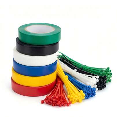 100pcs Cable Ties & 10 Rolls Electrical Tape Set, 4.0 Inch Cable Ties, 118.11 Inch X 0.63 Inch Tape, Assorted Colors, Random Delivery