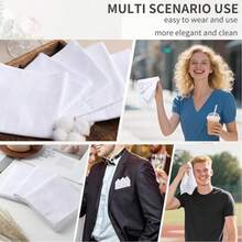 6/12pcs Men's Handkerchiefs, Classic White Pocket Handkerchiefs, Premium White Handkerchiefs Made Of Soft Polyester Fabric, Absorbent And Breathable, Suitable As Birthday, Father's Day, Holiday Gifts - Multicolor - View 4
