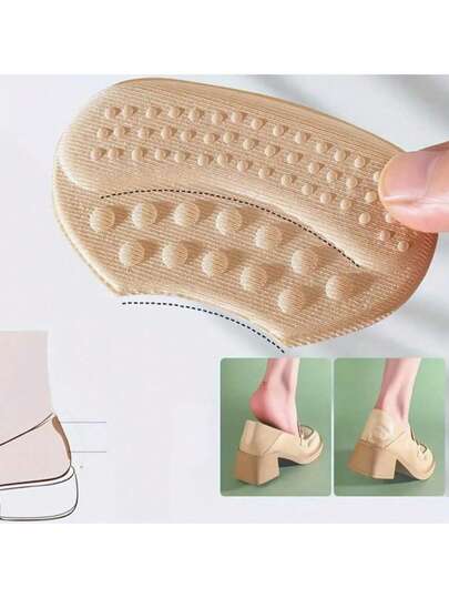 4 almohadillas autoadhesivas para el talón, versión gruesa en beige - Hechas de material de fibra de poliéster, plantilla antideslizante y a prueba de burbujas de agua, almohadilla para el talón resistente al desgaste adecuada para zapatos que quedan grandes, la almohadilla del talón puede evitar resbalones, fricción y burbujas de agua