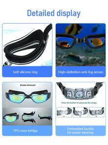 Kính bơi chống nước, chống sương mù dành cho người lớn, tích hợp nút bịt tai và hộp bảo vệ, tầm nhìn rõ nét, phụ kiện kính bơi, vật dụng cần thiết cho bãi biển, đồ dùng đi biển, phao bơi. - nhiều màu - Xem 7