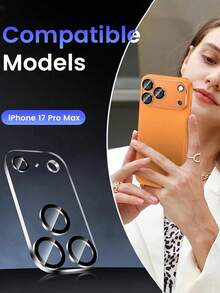 3PCS Camera Lens Protector Compatible With Iphone 17 17Pro 17Pro Max 16 15 14 13 12 11 16Pro Promax 3D Rear Lens Tempered Glass Film Compatible With Iphone 17 Air 17 Lens Cover Anti-Scratch, Tempered Glass, Easy To Install. - Clear - View 2