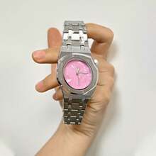 Ladies Luxury Fashion Watch - Blue/Pink Unique Textured Dial Wavy Hands Elegant Watch Quartz Movement - one-size - View 8