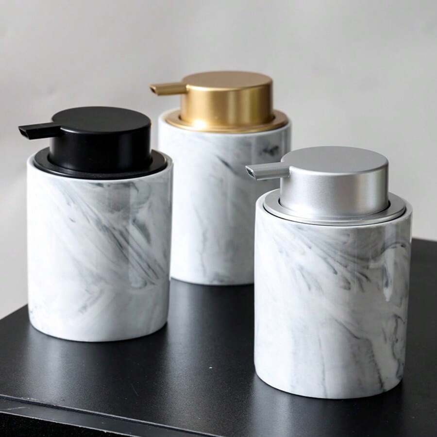 1 bộ sản phẩm bằng gốm sứ họa tiết vân đá cẩm thạch, bao gồm bình tạo bọt rửa mặt, bình đựng sữa tắm, bình đựng nước rửa chén, dầu gội và xà phòng rửa tay. - Nhiều màu - Xem 1