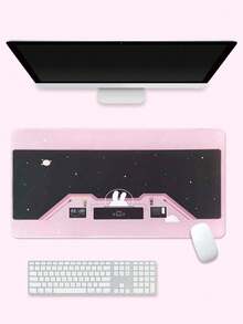 可爱宇航员兔子超大鼠标垫，防滑防水桌面垫，办公游戏键盘垫，治愈系少女风超大鼠标垫 - 查看 5