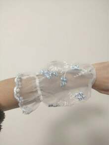 Double Layer Lace Short Sleeve Covers Women Cute Anti-Dust Arm Sleeves Office - A - View 9