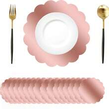 12/24 件装，33 厘米餐垫，一次性玫瑰金花朵餐垫，适用于圣诞节、餐厅、生日、派对、宴会、咖啡馆、毕业派对。 - 查看 1