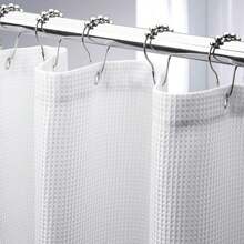 AmazerBath White Shower Curtain Fabric, Waffle Shower Curtains For Bathroom, Cloth Shower Curtain Heavy Duty, Thick Bathroom Shower Curtains Hotel Quality, Premium Polyester, 72x72 Inches - Mustard Yellow - 查看 9