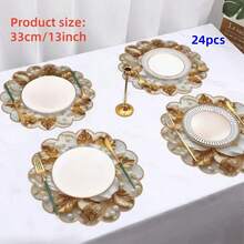 12/24 Pieces, 33cm Placemats, Disposable Gold Rose Pattern Placemats, Suitable For Christmas, Restaurants, Birthdays, Parties, Banquets, Cafes, Graduation Parties. - View 8