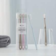 4 peças/3 peças/2 peças Escovas de Dente Adulto em Cores Pastel, Cerdas Macias, Pacote Familiar, Cabeça Larga, Minimalista e Elegante - Multicolorido - Visão 9