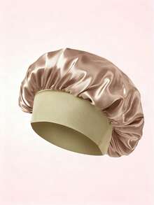 1/2pcs Silk Sleep Cap, Satin Hair Cap, Soft Elastic Silk Sleep Bonnet, Curly Hair Silk Hair Cover (Black & Gold) Hair Styling Kit Hair Tool Kit - Multicolor - View 6