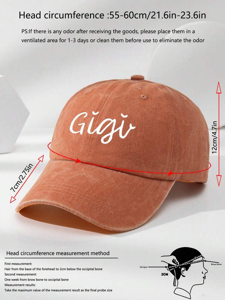 1pc Unisex Letter Print Outdoor Casual Fashion Adjustable Size Baseball Cap, Suitable For Daily Wear,Summer,Beach,Holiday - Gigi Orange - View 4