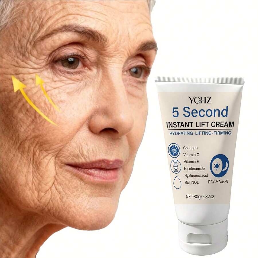 5秒速效提拉紧致霜 - 胶原蛋白 - 视黄醇融合 - 富含玻尿酸和维生素C - 快速补水滋养 - 紧致肌肤 - 5秒快速吸收 - 柔滑 - 焕发青春光彩 - 浅米色 - 80g - 查看 1