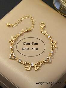 1pc Luxury Bow Heart-Shaped Bracelet, Suitable For Women To Wear To Parties And Outings - Butterfly - View 3