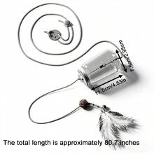 Juguetes para gatos de autojuego con plumas colgantes, campanilla, varilla retráctil y juguetes de alimentación. Juguetes de columpio y rompecabezas con plumas para gatos - Ver 3