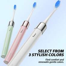 SKYWORTH 成人声波电动牙刷,每分钟34800次震动,深层清洁,配备4个刷头,美白护龈,可充电,Type-C快充,防水便携,旅行口腔护理好礼 - 彩色 - 查看 7
