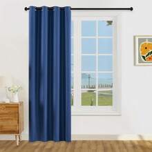 1pc/2pcs Lightweight Pure Blackout Curtains, Metallized Film 100% Blackout Curtains , Top Hanging Rings, Darkens Room Provides Privacy, Living Room/Bedroom Curtains - Navy Blue - View 34