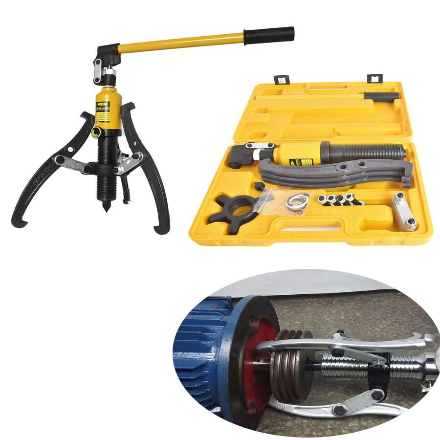 25HGP001-5T-01 5 Ton Hydraulic Gear Puller Fit For Pulling Hubs Flanges Gears Bearings Max Capacity:5T, Ares Travel:50mm Min/Max Reach:0-140mm Min/Max Spread:100-200mm - Yellow - View 1