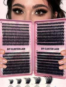 640簇自然柔软30D/40D/60D/80D超大容量混合装8-16mm，0.07mm D卷度蓬松浓密假睫毛，DIY手工嫁接，日常妆容卡通假睫毛，全新升级礼盒，持久耐用，超轻柔软，可重复使用，适合新手，日常、派对、旅行、音乐节等场合。睫毛簇、单根假睫毛、单根貂毛假睫毛、睫毛嫁接、全覆盖、DIY居家美睫 - D - 查看 2