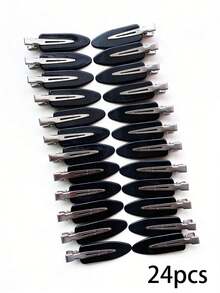 12个/24个新款时尚可爱侧夹，不伤发造型工具，发饰，鸭嘴夹，迷你夹，化妆用品 - 黑色 - 查看 8