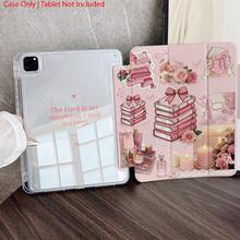 1 Piece Pink Book & Rose Scrapbook Protective Tablet Case Folio Table Case With Pen Holder Compatible With IPad 10.9/10.2/ Air 5th Gen/Pro11/10th/9.7/Air 2/ (7th Gen)/ (8th Gen)/ Air 4/5/ Pro 11/ 10th Generation 10.9-Inch 2022 Smart Case/ Air 13(M3 2025)/ Air 11(M3 2025)/ Air 11(M3 2025)/ 11(A16 2025)/Compatible With Galaxy Tab S10+/S9/A9,Compatible With Xiaomi5/5PR/6/6PRO/7/7PRO - Multicolor - View 2