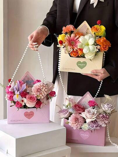 5 piezas Cajas de regalo con sobre con patrón floral elegante, cajas con sobre floral, adecuadas para bodas, Día de la Madre/Graduación/Día del Maestro, etc. - Cestas de flores DIY para mantener las flores frescas y hermosas, regalos para fiestas