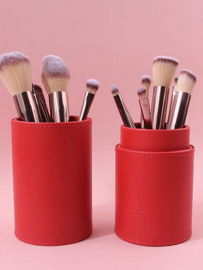 1pc Red Makeup Brush Storage Container,Makeup Brush Organizer Storage Bucket, Travel Portable Cosmetics Tool Large Capacity Storage Tube Bag, Room Decor, Bags, Makeup Bag, Vanity, Make Up Bag, Organizer, Storage, Makeup Organizer, Makeup Bags Polyurethane Material,Christmas Gifts, Room Decorations,Household Outdoor Unisex