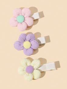 3/6件装春夏新款3D花朵婴儿发夹，可爱甜美婴儿发饰 - 彩色 - 查看 5
