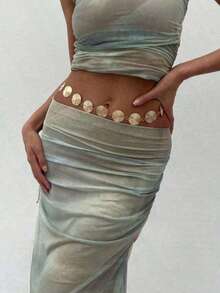 1 件个性化几何圆形单层身体链，极简朋克金属腰链（女士款） - 彩色 - 查看 10