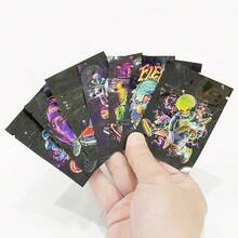 100个2.36*3.15英寸可重复密封铝箔拉链袋，酸味糖果软糖零食包装袋，激光全息3D卡通图案密封袋，带透明窗口，可食用防异味拉链袋 - 彩色 - 查看 6