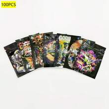 100个2.36*3.15英寸可重复密封铝箔拉链袋，酸味糖果软糖零食包装袋，激光全息3D卡通图案密封袋，带透明窗口，可食用防异味拉链袋 - 彩色 - 查看 13