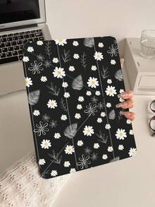 可爱卡通花卉线条叶子图案双面亚克力透明水晶后盖，防震抗摔，适用于iPad 7、8、10代（10.2英寸），内置笔槽，支持睡眠/唤醒功能，是理想的礼物之选。 - 彩色 - 查看 4