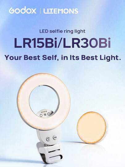 Godox LR30Bi Mobile Phone Fill Light, Ring Light, All-Around Lighting, Selfie Beautification, Portable Pocket Light, Adjustable Warm And Cool Color Temperature, Handheld Lighting For Taking Photos, Videos, And Mini Lights For Travel And Outdoor Shooting.
