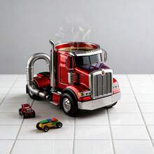 Novelty Semi Truck Shaped Coffee Mug, 18oz Stainless Steel Cup, Cool Trucker Gift For Men - 紅色 - 查看 4
