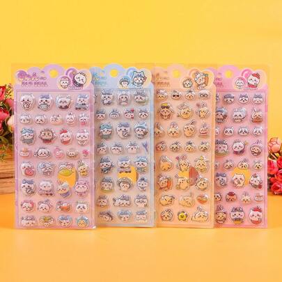 1pc Cute Cartoon Character 3D Embossed Sticker, Cartoon Sticker For Phone, Tablet Decoration, Random Style, Suitable For New Year, Valentine's Day, Easter Gift