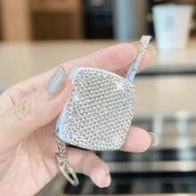 Luxury Rhinestone Mini Tape Measure, Portable With Keychain, Light Luxury Ruler 2m High Precision, Measuring Clothes Home Soft Tape - White - View 10