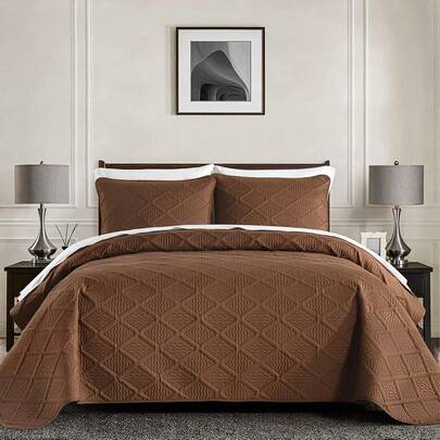 3 Pieces Queen Size King Size Reversible Bedspreads Bedding Set,Diamond Pattern Coverlet With 2 Pillow Shams For Wedding Items,Home Bed Room Decor,Easter Gifts,Mothers Day Gift,All Season