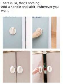 自粘免钻门/抽屉把手，无缝滑动把手，强力粘性橱柜/玻璃门拉手，冰箱、卫生间、家具挂钩，多功能，简约把手，适用于冰箱、橱柜，节日礼物，家居装饰，家用必需品 - 圓形 - 查看 5