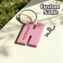 Personalized Acrylic Keychain Laser Cut Hollow Name Tag Pendant Backpack Charm Customized Letter Plate Luggage Tag - A - Nameplate With Initials Of the Iron Ring - View 9