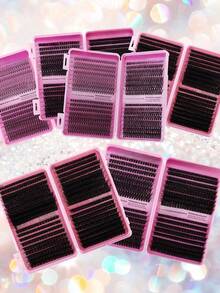 300pcs Eyelash Extension Kit, D Curl 50D+60D+80D+100D DIY Eyelash Extension Faux Mink Lashes - Premium D Curl Natural Curly Individual Eyelash Set DIY Eyelash Extension - Reusable, Lightweight And Easy To Use, Lash Clusters, Single Lashes, False Lashes FASP - màu đen - Xem 1