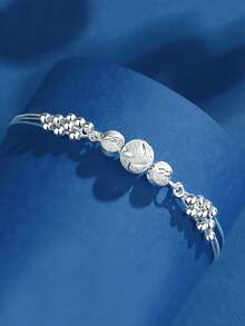 1pc S925 Sterling Silver Multi-Layer Beaded Bracelet, Chinese Style Fashion High-End Luxury Versatile Bracelet, Suitable For Daily Wear, Party, Festival Gift - Beads - View 8