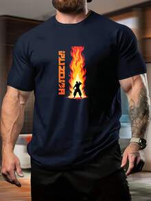 Camiseta de manga corta para hombre de algodón de 180 g, color blanco, con estampado de personaje de llama. Adecuada para fitness, deportes y uso casual, para el transporte diario, salidas informales, versátil para uso en el hogar y paseos al aire libre. Sencilla y versátil, un estilo de nicho a, la primera opción para parejas. - Azul marino - Ver 12