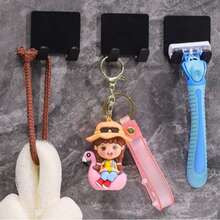 2 Shower Razor Holder Hooks Without Drilling, Black - A - View 6