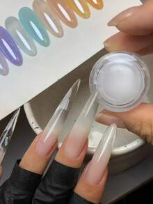 0.3克/瓶升级版闪亮指甲油，高透明度，带背光效果，月光粉色，电镀粉，镜面粉高光泽，细粉，DIY全息水晶粉，指甲闪粉 - 白色 - 查看 4