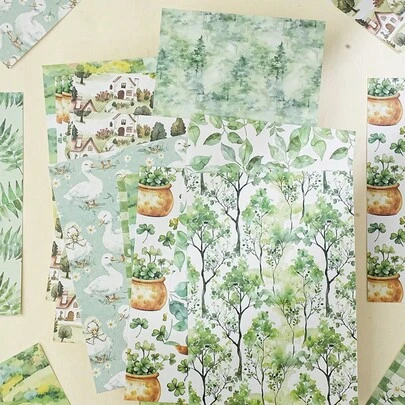 30 Sheets/Bag, Spring Floral Scrapbook Kit, Perfect For Crafting Cards With Various Floral Designs. Ideal For Scrapbooks And Handmade Projects, Making It An Excellent Choice For Romantic Occasions Like Valentine's Day.Low-Saturation Healing Color Scrapbook Paper Set