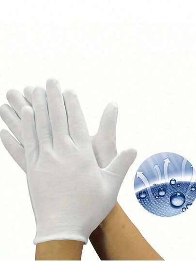 White Gloves, Suitable For Eczema And Dry Hands - Lined Breathable Work Gloves - Moisturizing SPA Soft Jewelry Inspection Gloves - Elastic Fitting Cloth Gloves, Suitable For Most Women
